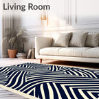 Abstract Navy Cream Geometric Rug