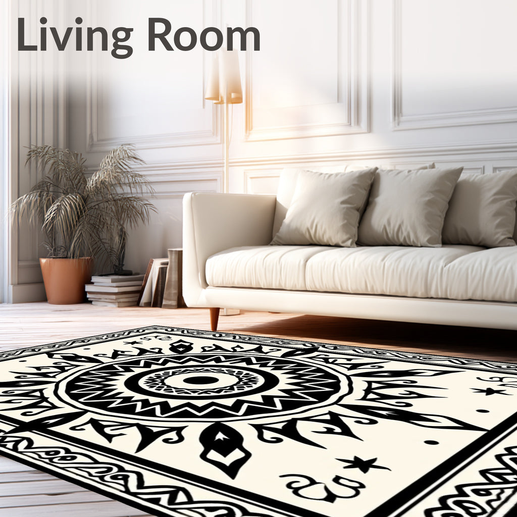 Bold Tribal Sun Mandala Design Rug