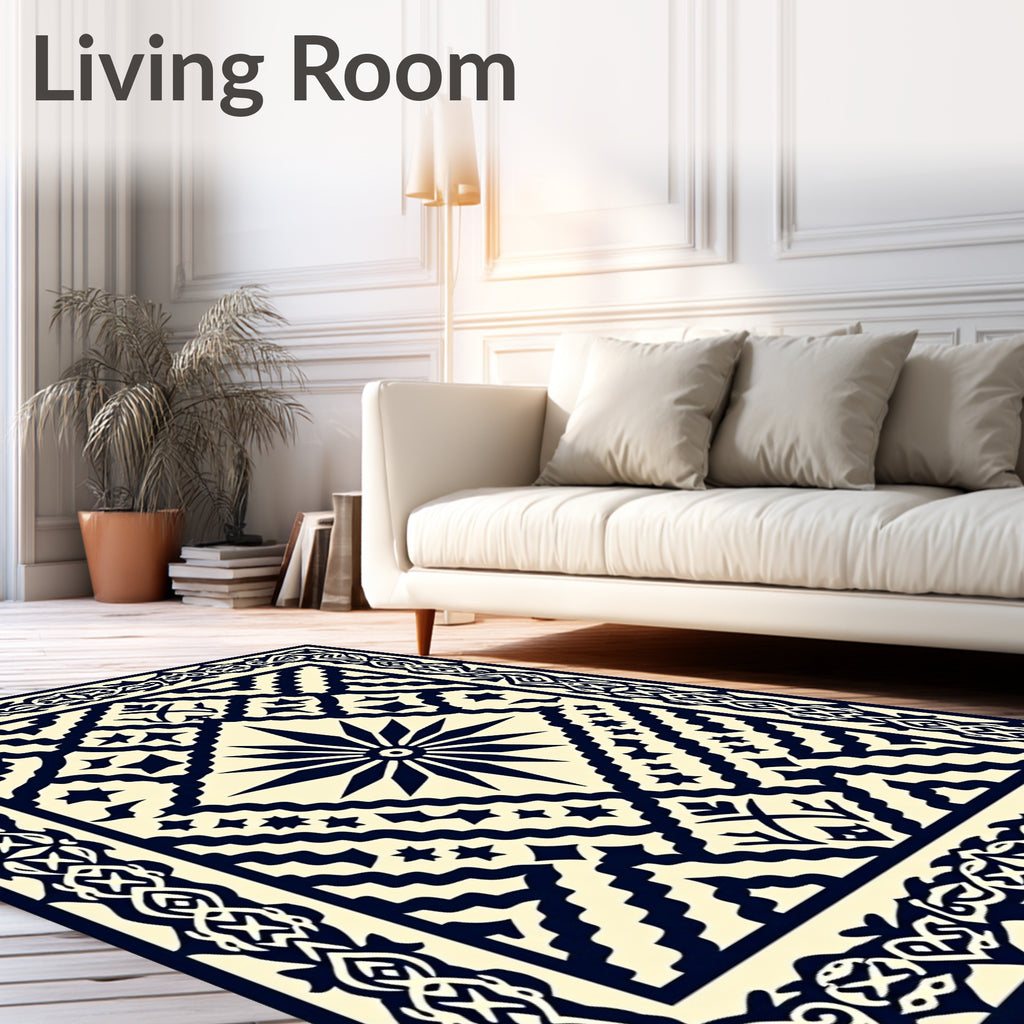 Intricate Starburst Geometric Lattice Design Rug