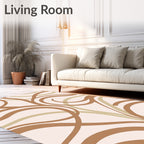 Brown Beige Swirl Abstract Pattern Rug