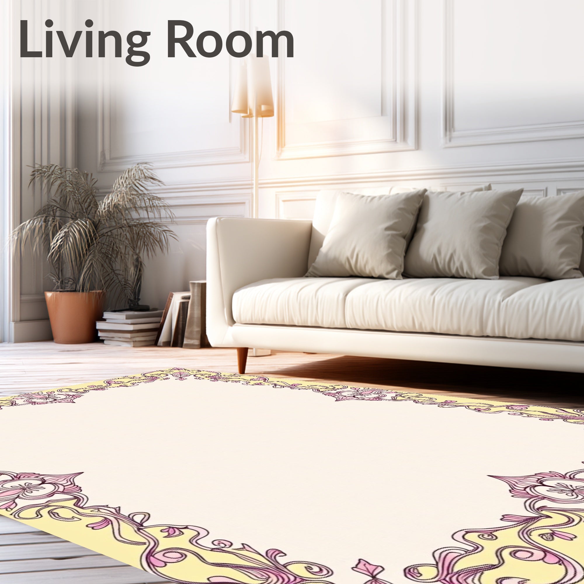 Art Nouveau Floral Pink Yellow Rug