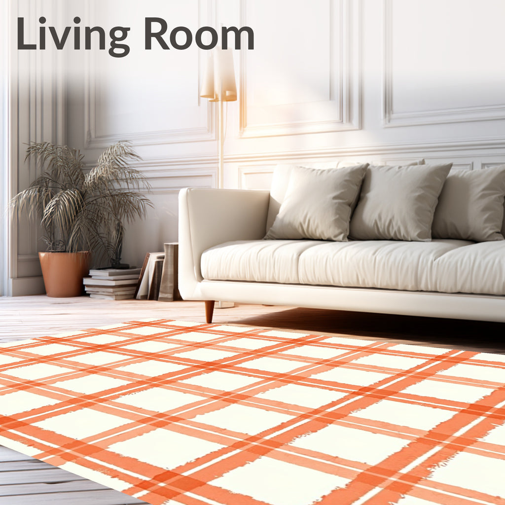 Orange Checked Pattern Rug