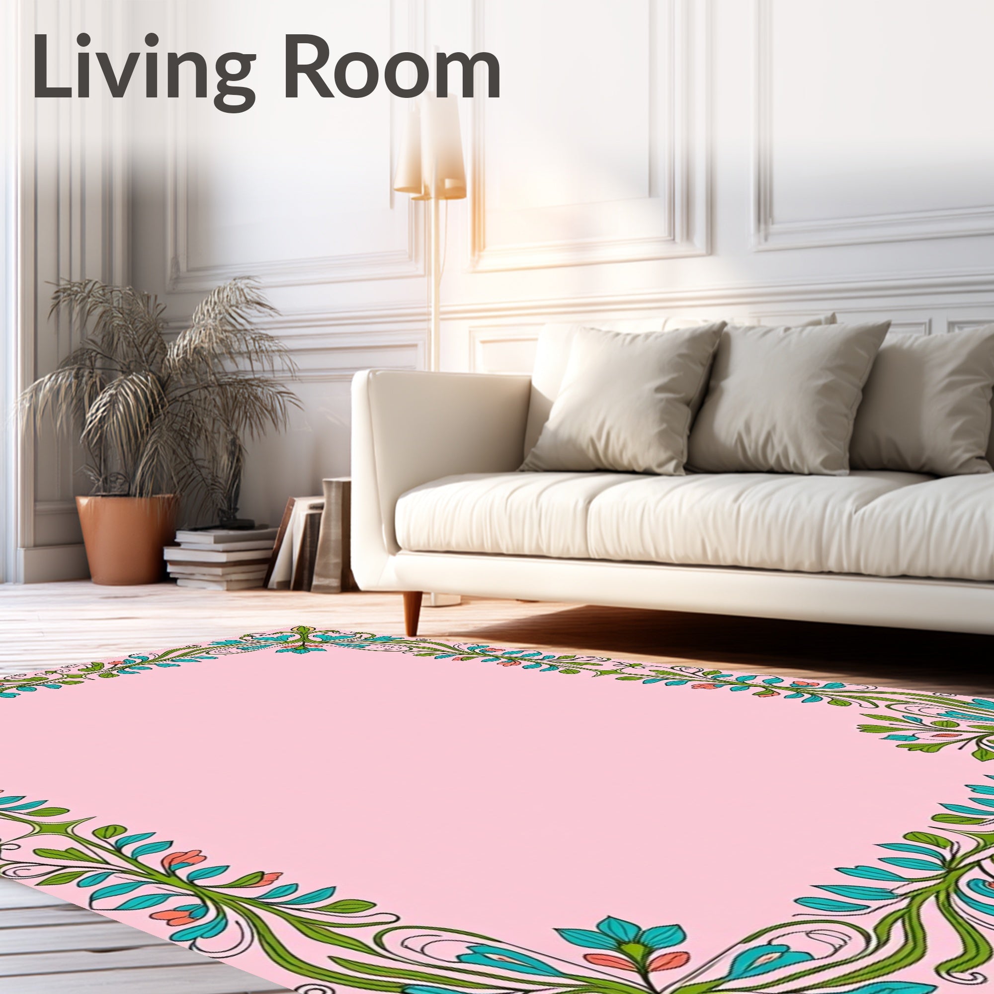 Elegant Floral Swirls Accent Rug
