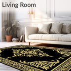Elaborate Gold Floral Motif Rug