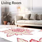 Pink Rose Leaf Pattern Design Rug