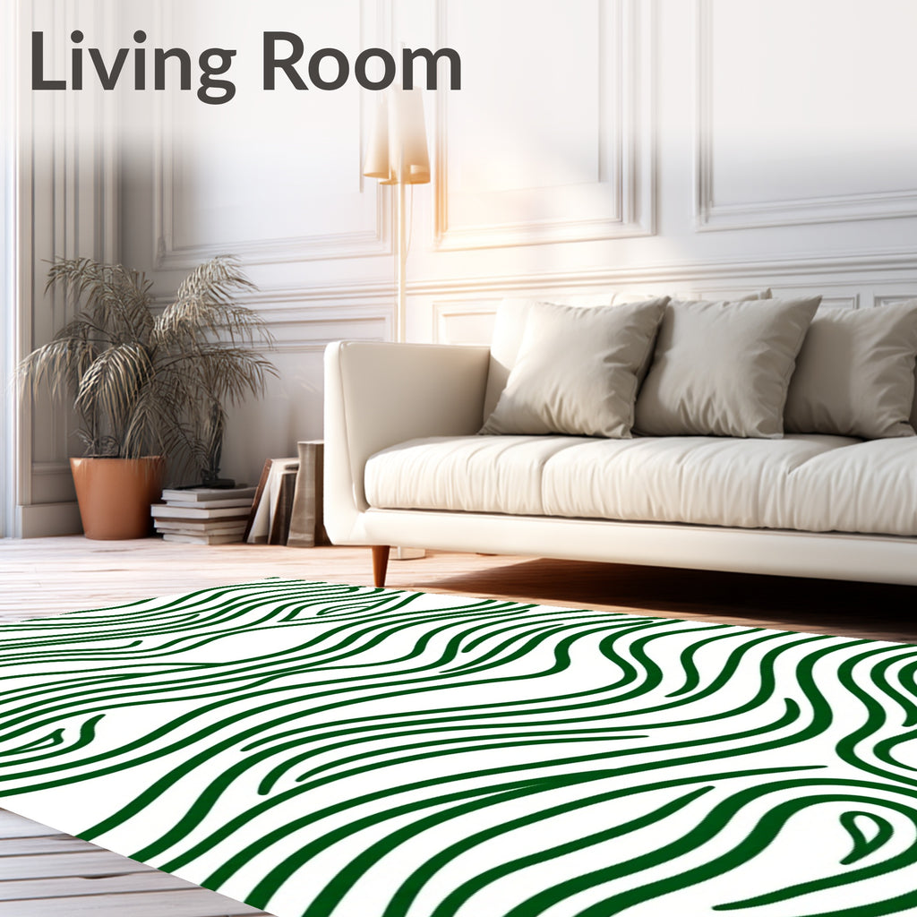 Deep Forest Wavy Line Pattern Rug