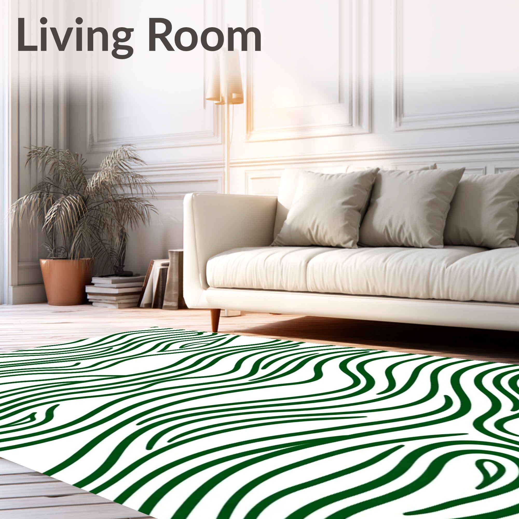Deep Forest Wavy Line Pattern Rug