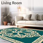 Ornate Cream Teal Floral Rug