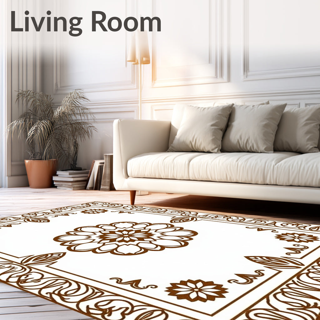 Ornate Mandala Brown Pattern Rug
