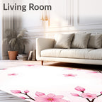 Pink Cherry Blossom Floral Pattern Rug