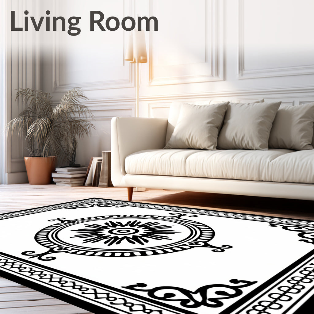 Classic Round Medallion Border Design Rug