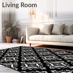 Monochromatic Ornate Tile Pattern Rug