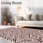 Ornate Swirling Burgundy Pattern Rug