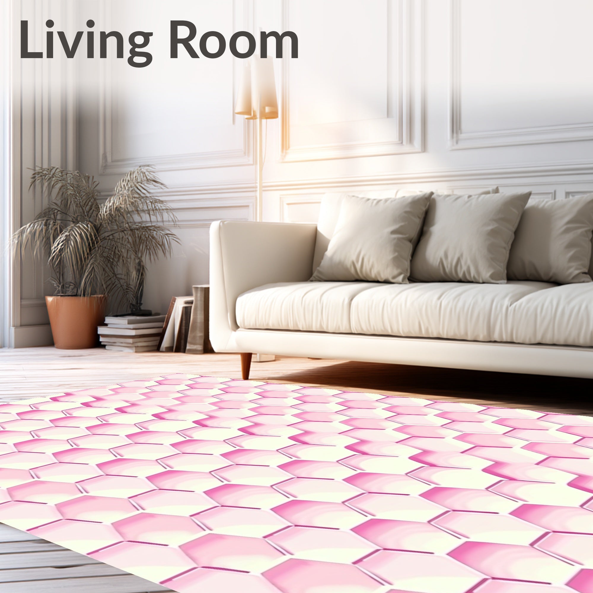 Sweet Pink Honeycomb Geometric Pattern Rug
