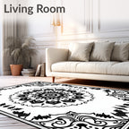 Intricate Mandala Floral Border Design Rug