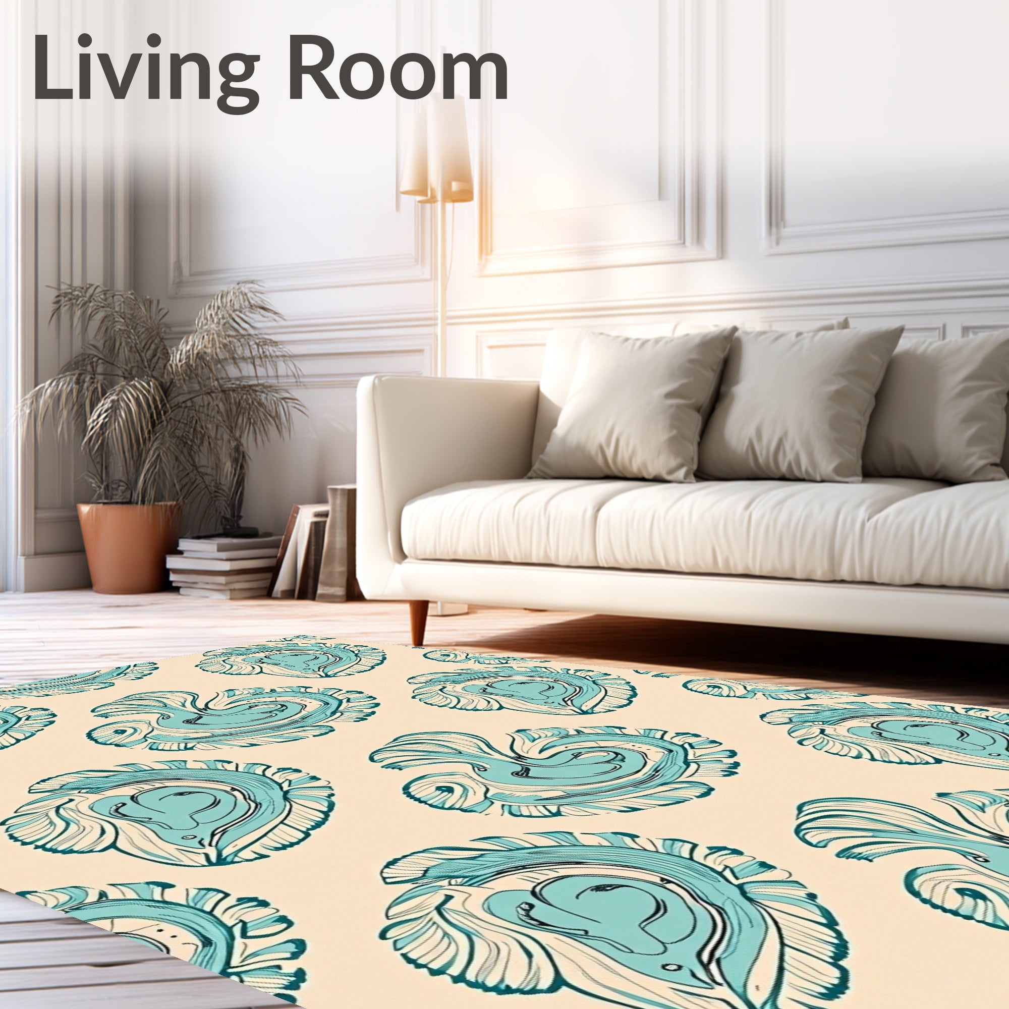 Abstract Swirl Crane Pattern Rug
