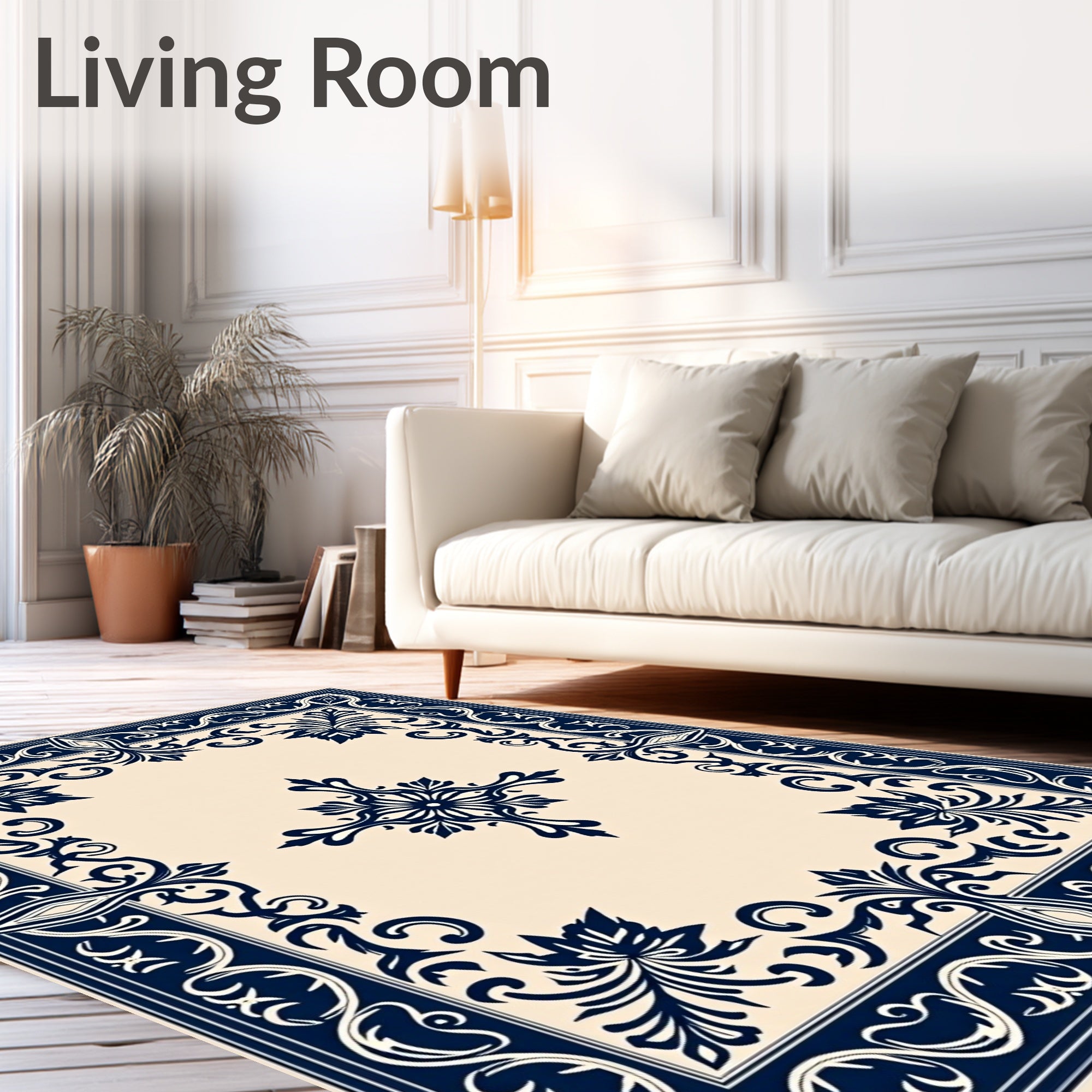 Ornate Floral Scrollwork Decorative Design Rug