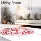 Red Starburst Mandala Pattern Rug