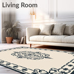 Classic Scrollwork Chain Border Design Rug