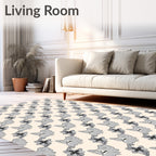 Whimsical Grey Creature Pattern Design Rug