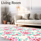 Floral Vines Pink Red And Teal Rug