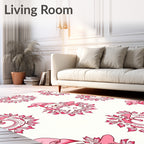 Pink Cartoon Snowman Foliage Medallion Rug