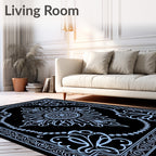 Intricate Blue Floral Mandala Pattern Rug