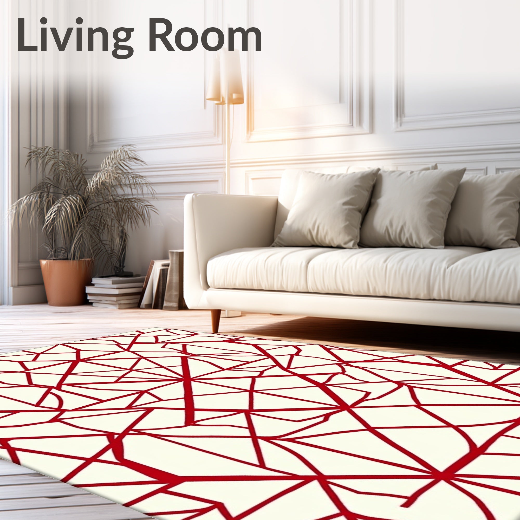Crimson Geometric Intersecting Lines Rug