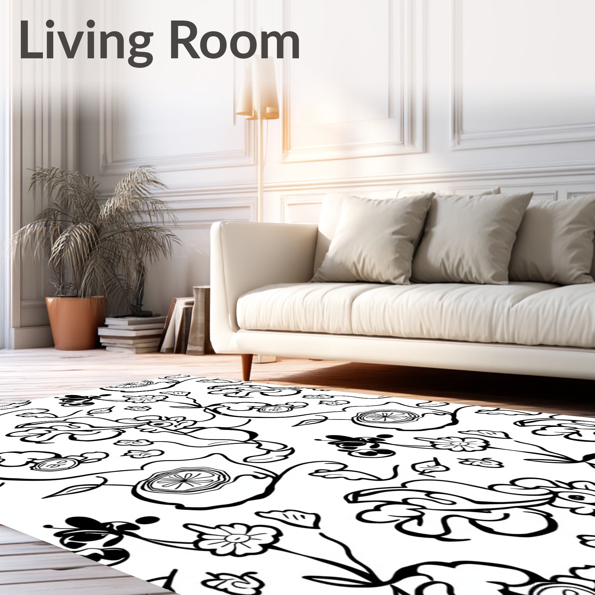 Whimsical Floral Vine Abstract Design Rug