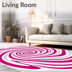Magenta White Swirl Pattern Rug