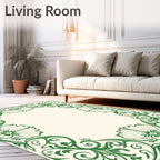 Green Floral Swirls Art Nouveau Rug