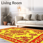 Elegant Red Floral Scroll Pattern Rug