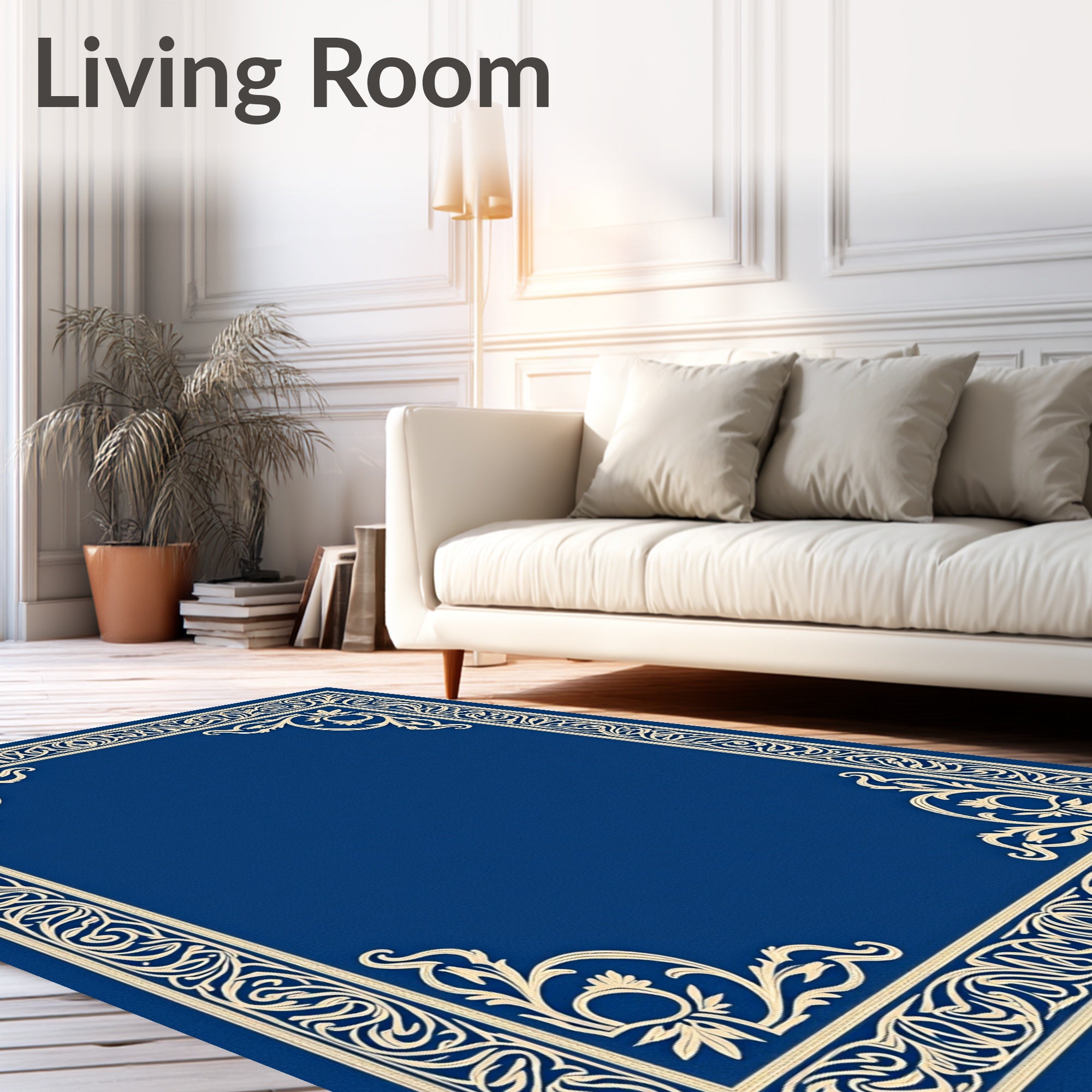 Classic Cream Floral Border Rug