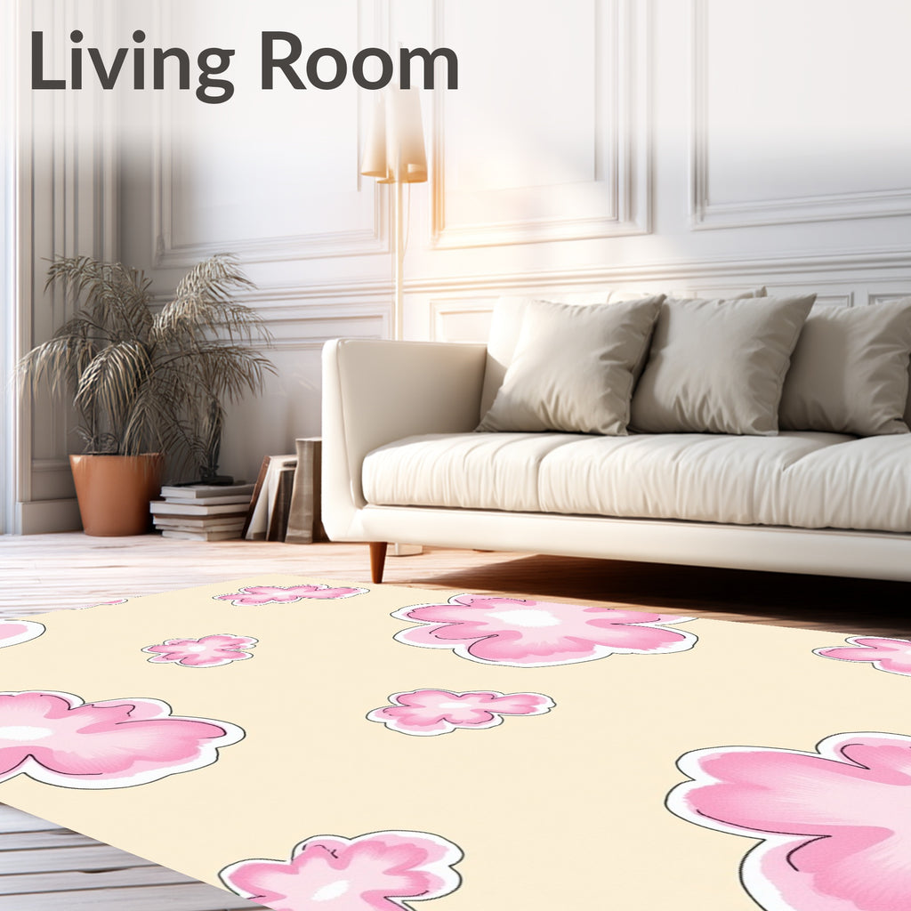 Pink Floral Cloud Pattern Design Rug