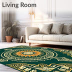 Emerald Sunburst Mandala Pattern Rug