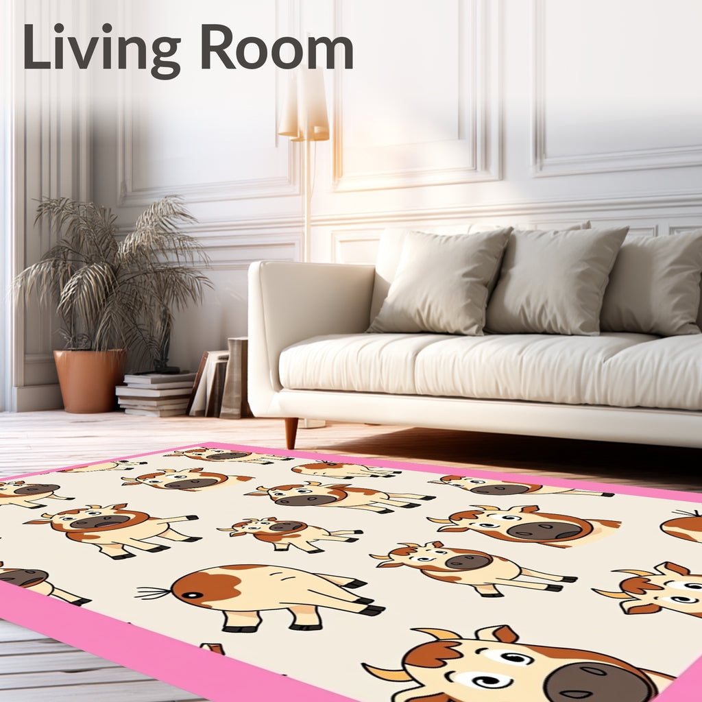 Cute Cartoon Cow Farmyard Fun Rug