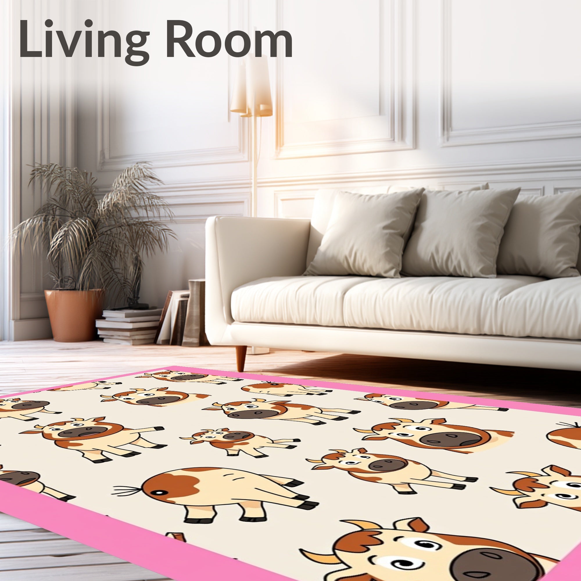 Cute Cartoon Cow Farmyard Fun Rug