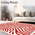 Abstract Red White Swirl Rug
