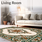 Elegant Floral Medallion Border Rug