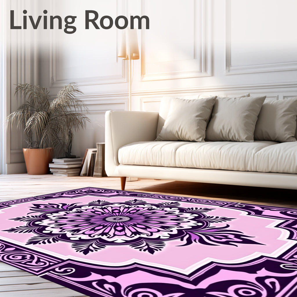 Ornamental Mandala Flower Pattern Rug