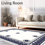 Classic Damask Floral Lattice Border Rug