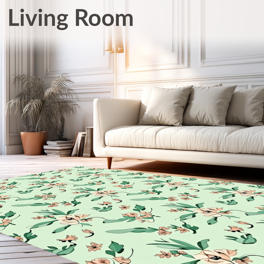 Pastel Floral Botanical Pattern Rug