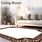 Elegant Red Gold Floral Border Rug
