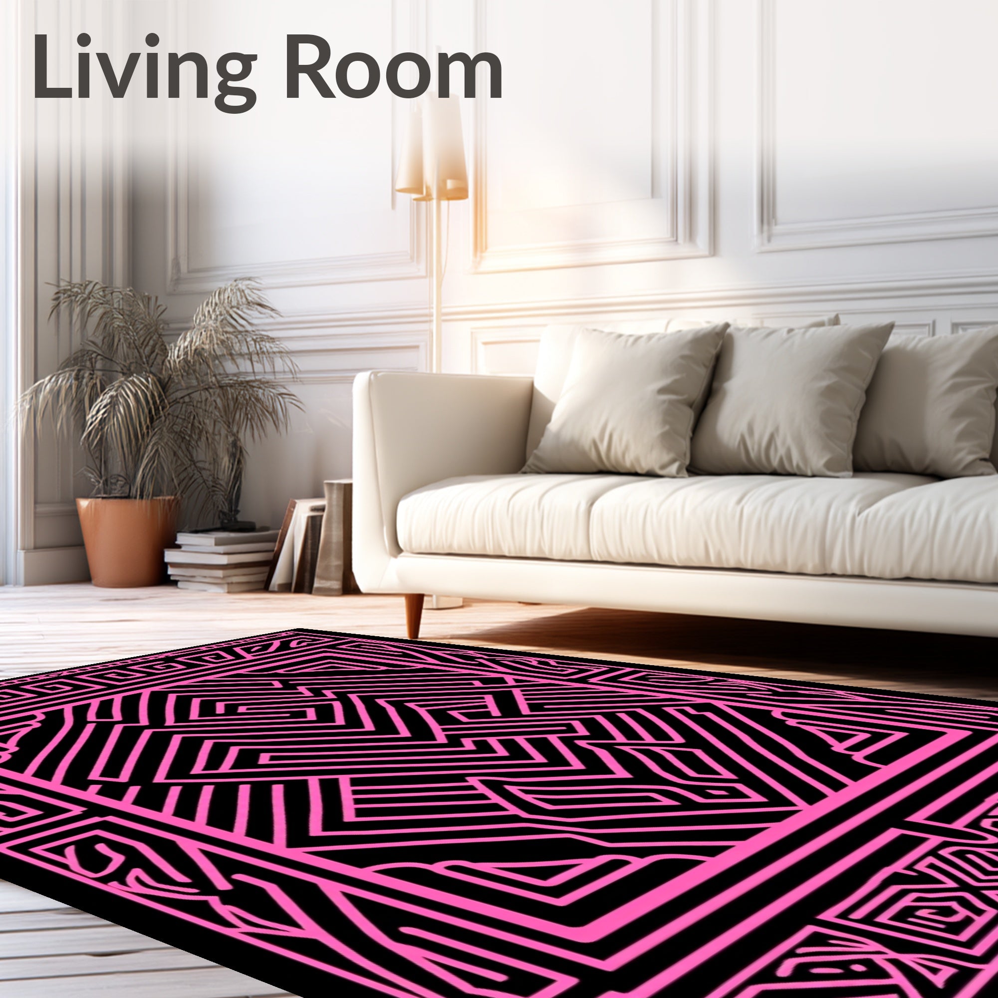 Vibrant Geometric Maze Pattern Rug