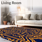 Intricate Orange Geometric Line Art Rug