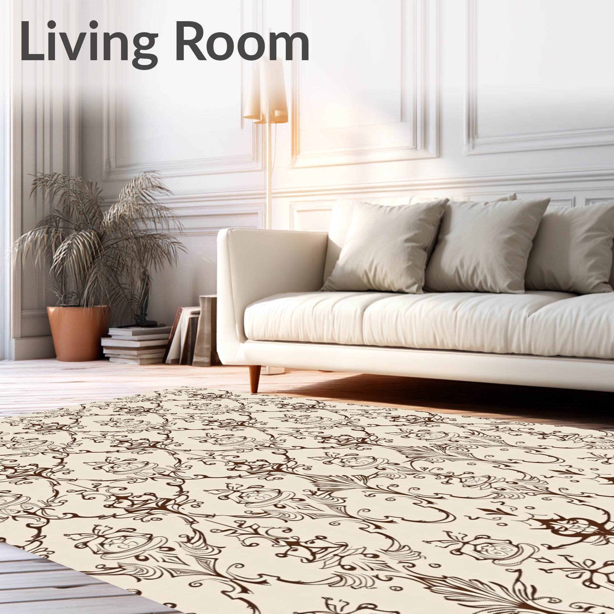 Ornate Floral Scrollwork Pattern Rug