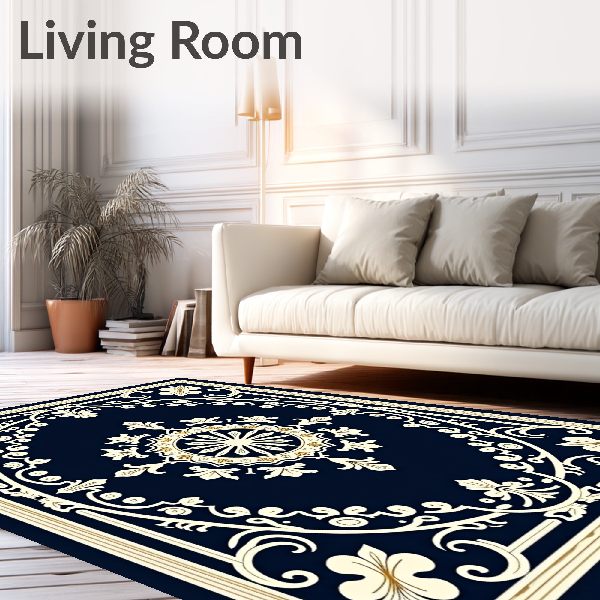 Ornate Floral and Geometric Scrollwork Design Rug