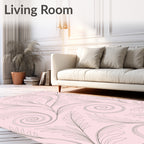 Elegant Pink Floral Swirl Pattern Rug
