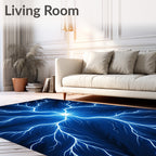 Electric Blue Branching Pattern Design Rug