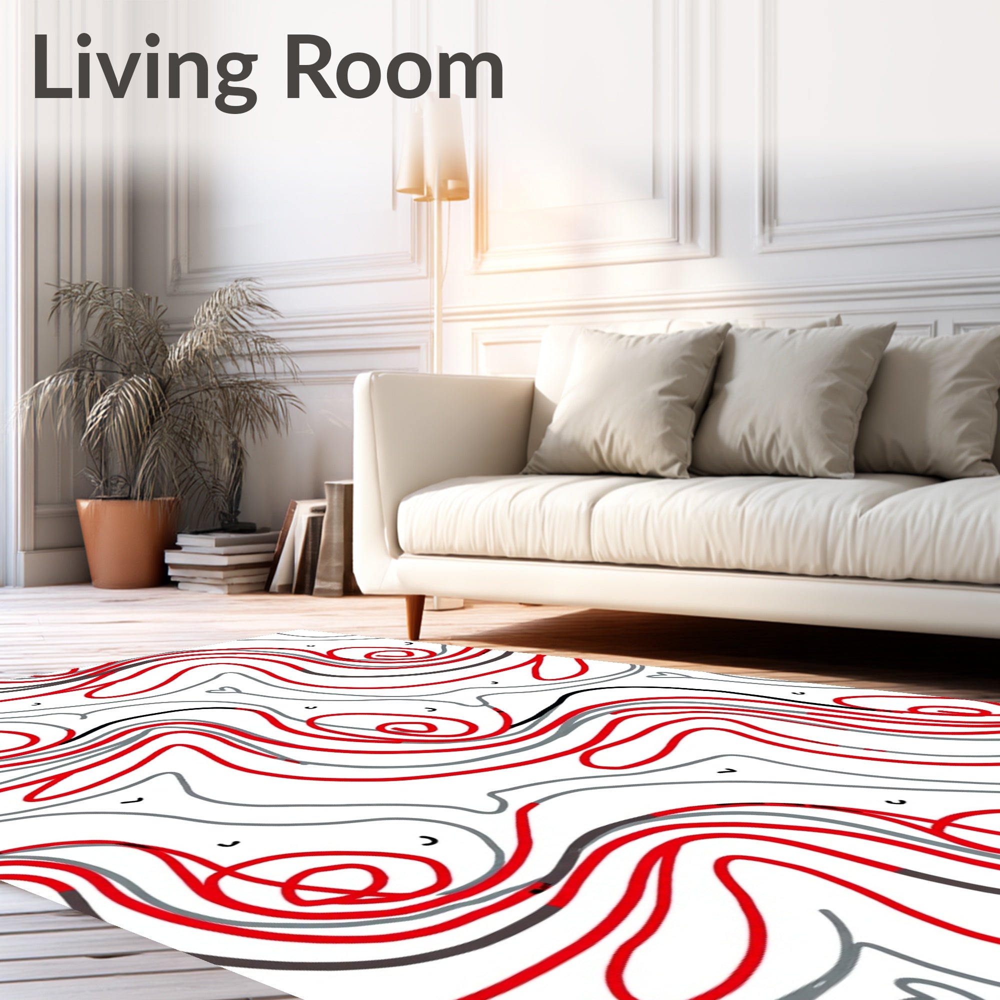 Abstract Red Heart Swirl Pattern Rug